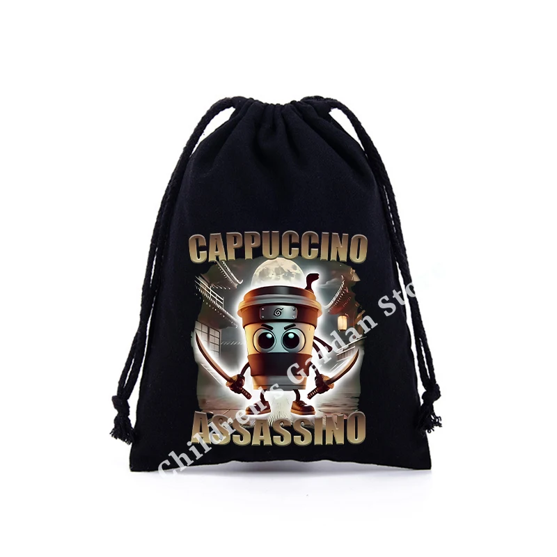 Bolsas con cordón italianas Brainrot para niños y niñas, bolsas de almacenamiento con estampado de dibujos animados de Anime para niños, bolso de mano, bonito regalo de cumpleaños - imagen 4