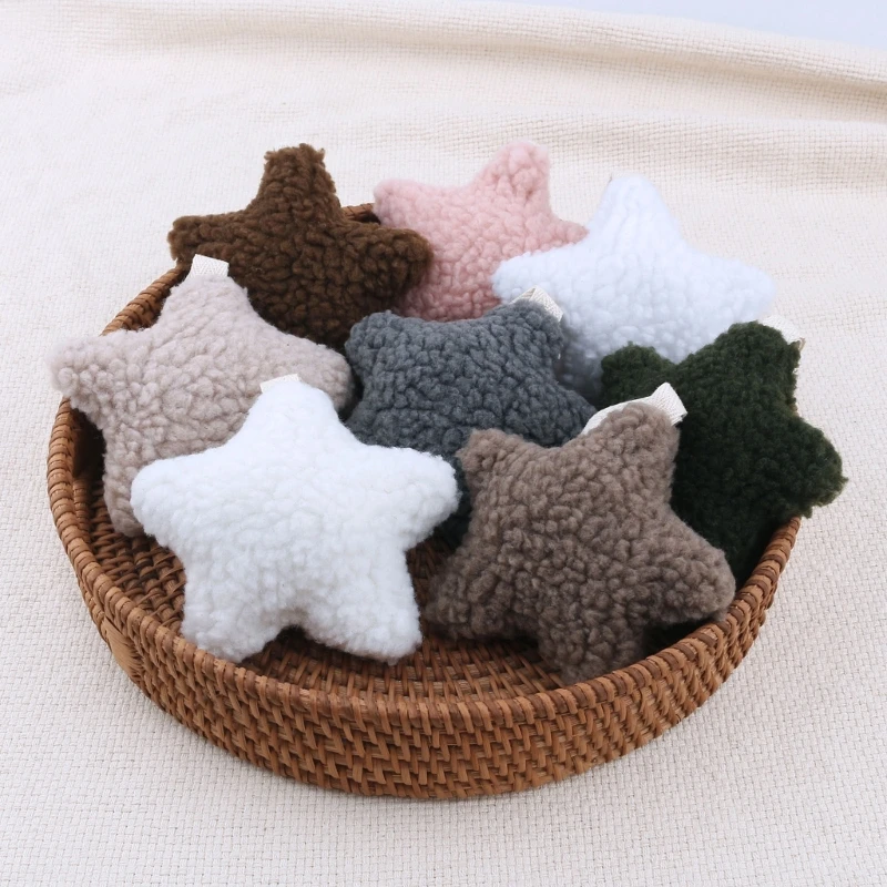 Cadena de chupete con forma de luna 3D de dibujos animados, colgante de algodón esponjoso, muñeco de peluche, soporte para pezón, Clips, cadena para chupete de juguete, decoración - imagen 5