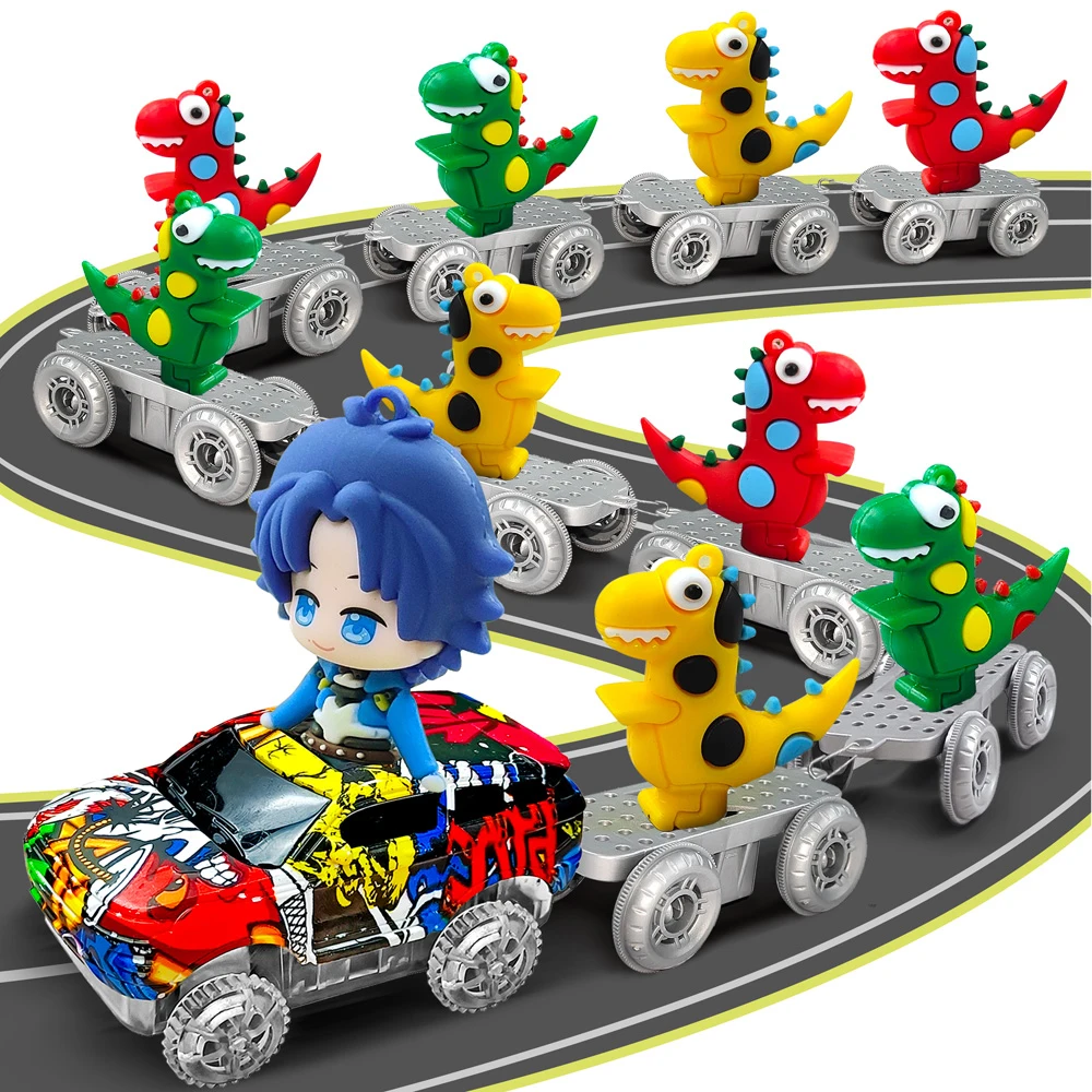 Pista de dinosaurios flexible con coche para niños - imagen 2