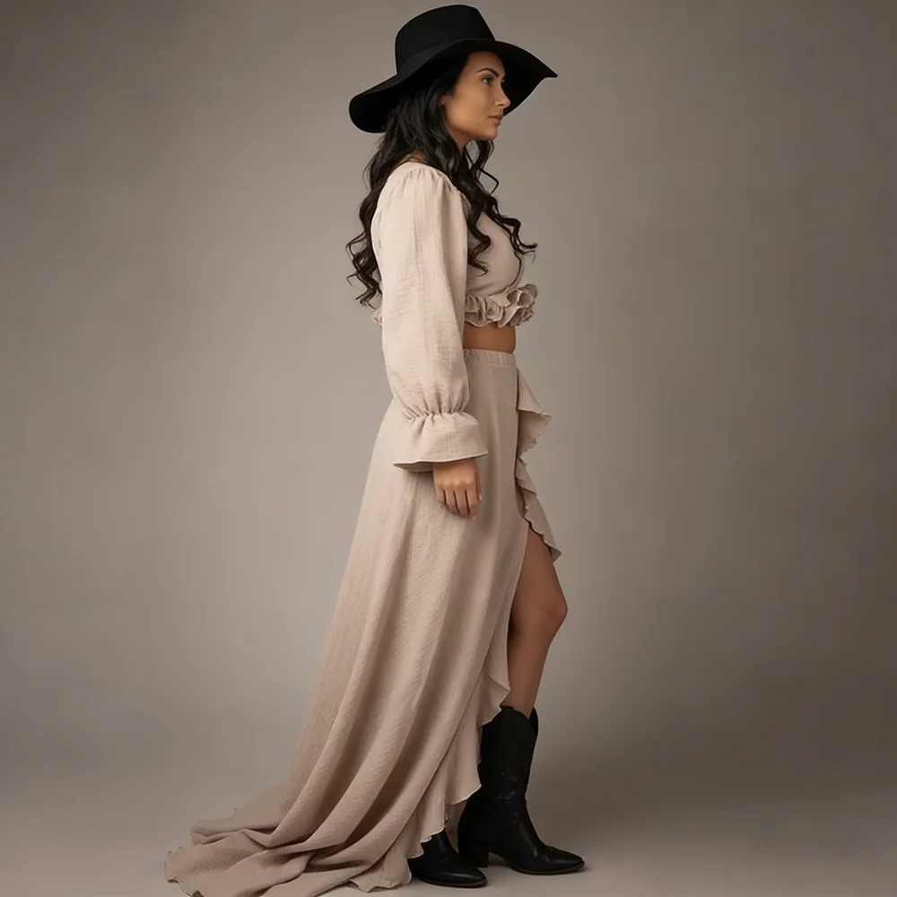 Vestido premamá bohemio de algodón para sesión de fotos - imagen 5