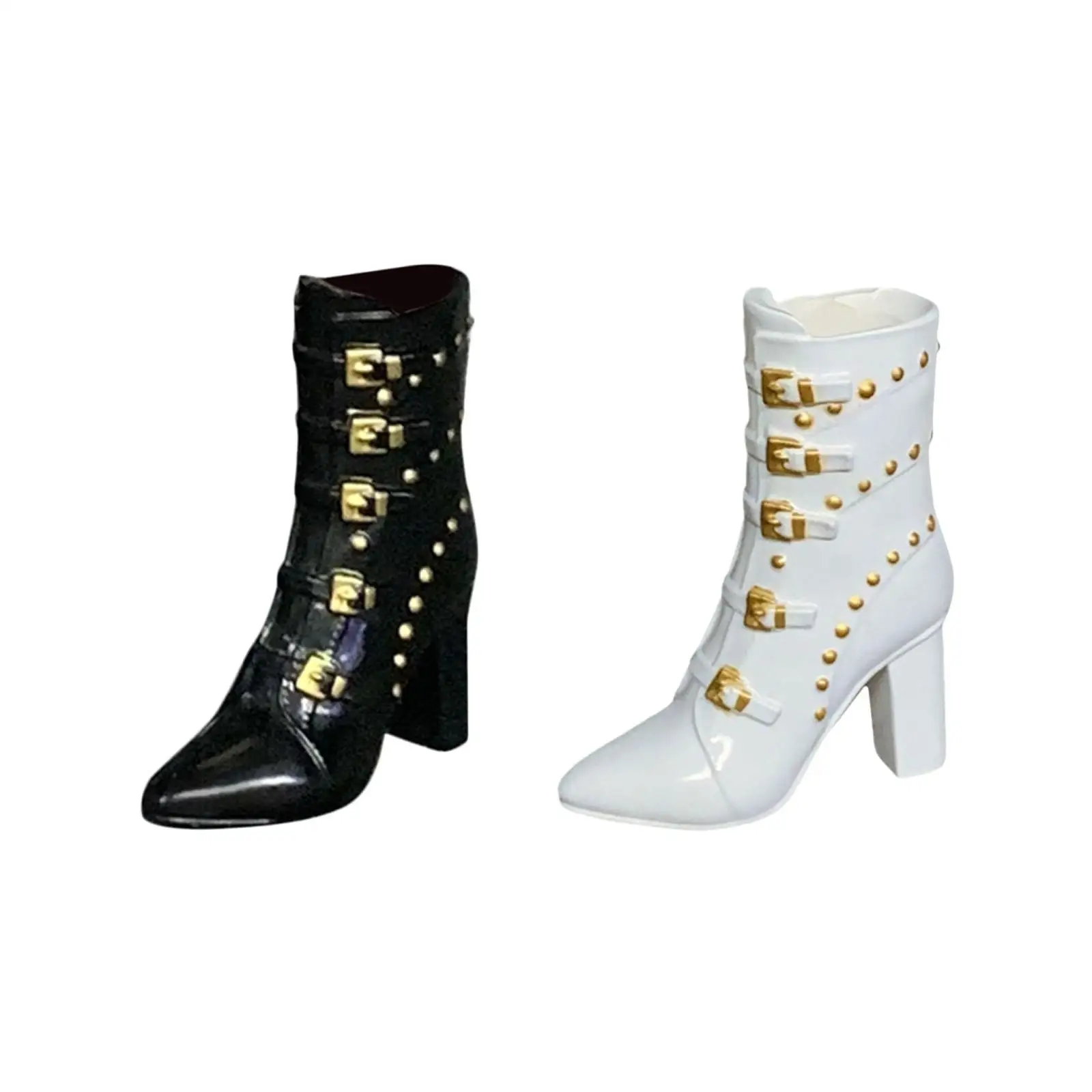 1/6 Action Figures Thick Heel Boots for 12in Girl Doll Costume Adults Gifts Female Body Boots 12 inch Female Doll Studded Boots