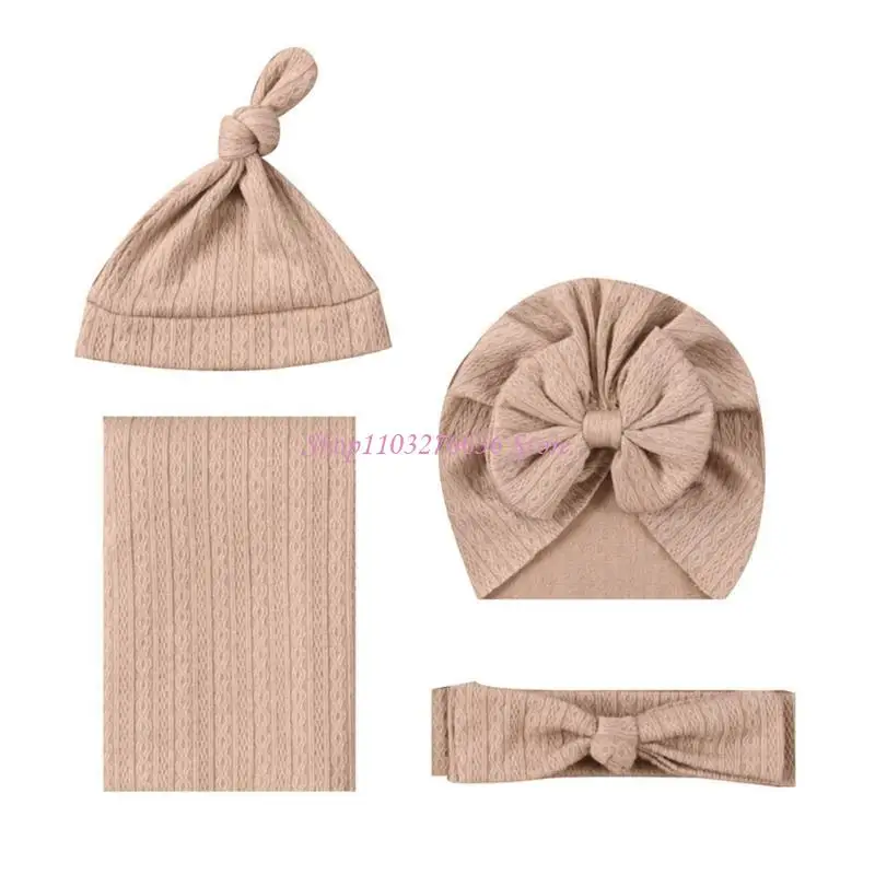 R6FD recién nacido sólido receptor recibiendo envoltura bebé recién nacido- con sombrero banda para cabeza - imagen 5