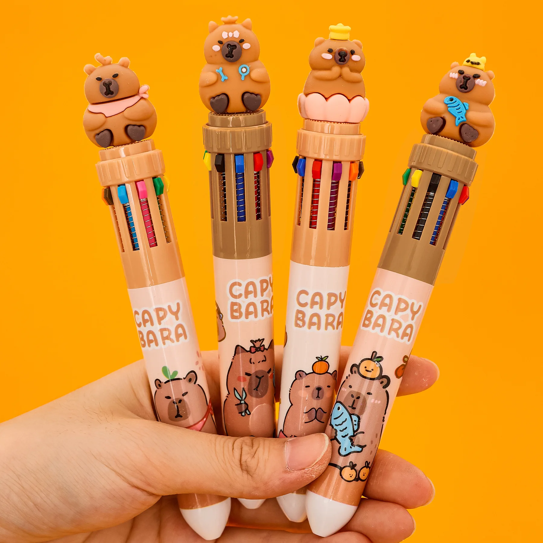 Bolígrafo capibara multicolor para estudiantes – Tinta suave
