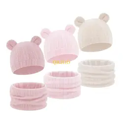 Gorro con orejeras y bufanda para bebé – QX2D suave y elástico para clima frío