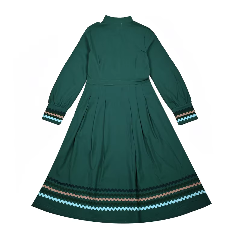 Vestido plisado cuello alto manga larga para adolescente - imagen 4
