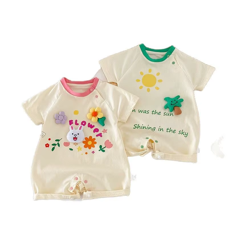 Body bebé niña manga corta de algodón para verano - imagen 3