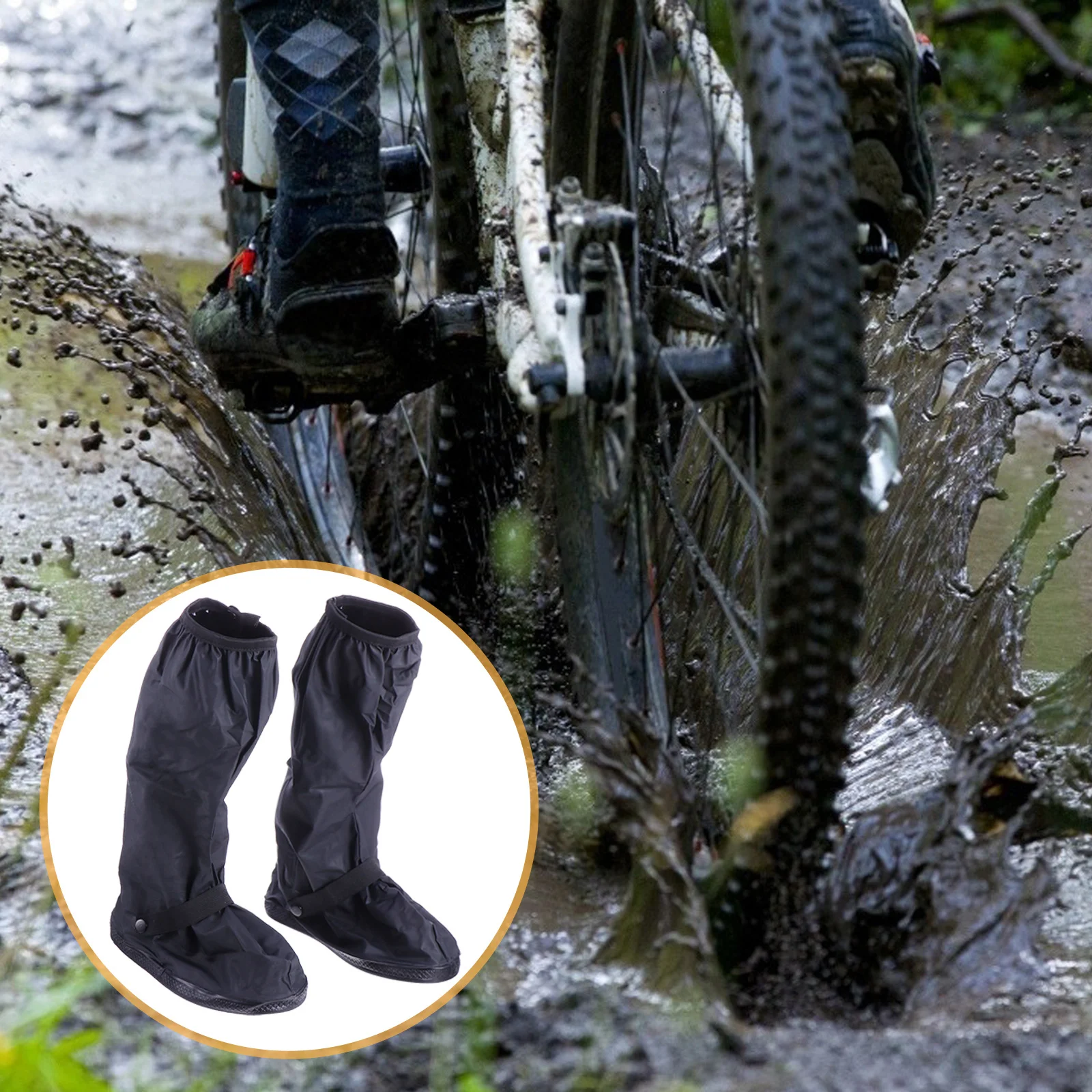 1 par de cubiertas impermeables para zapatos, antideslizantes de Pvc grueso, para ciclismo, para actividades de conducción y pesca al aire libre - imagen 5