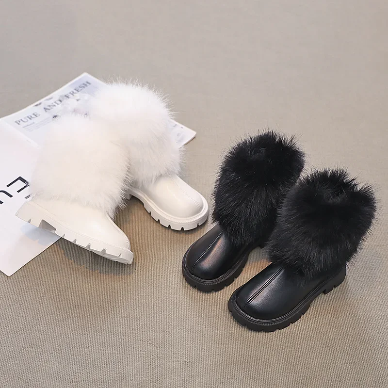 Botas de moda para niña, zapatos versátiles de invierno a la moda para niña, Botas de rendimiento de felpa simples, Botas informales clásicas elegantes Retro, Botas 2025 - imagen 4