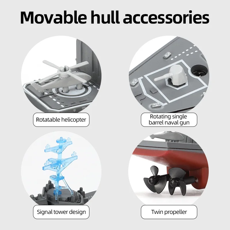 Barco Rc de 2,4G, barco de Control remoto de alta velocidad, modelo de buque de guerra de simulación, Mini acorazado de juguete, modelo de juguete para niños, regalo para niños - imagen 4