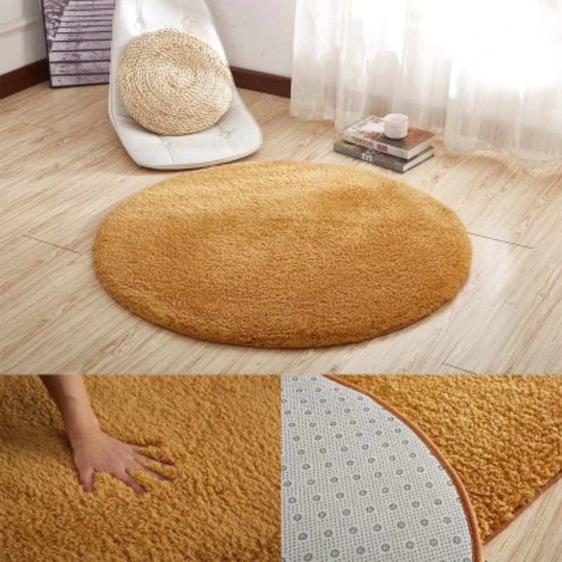 Alfombra redonda gruesa minimalista de lana de cordero de felpa para colgar, mecedora y silla de ordenador, estera de Yoga, almohadilla para sofá para sala de estar y dormitorio