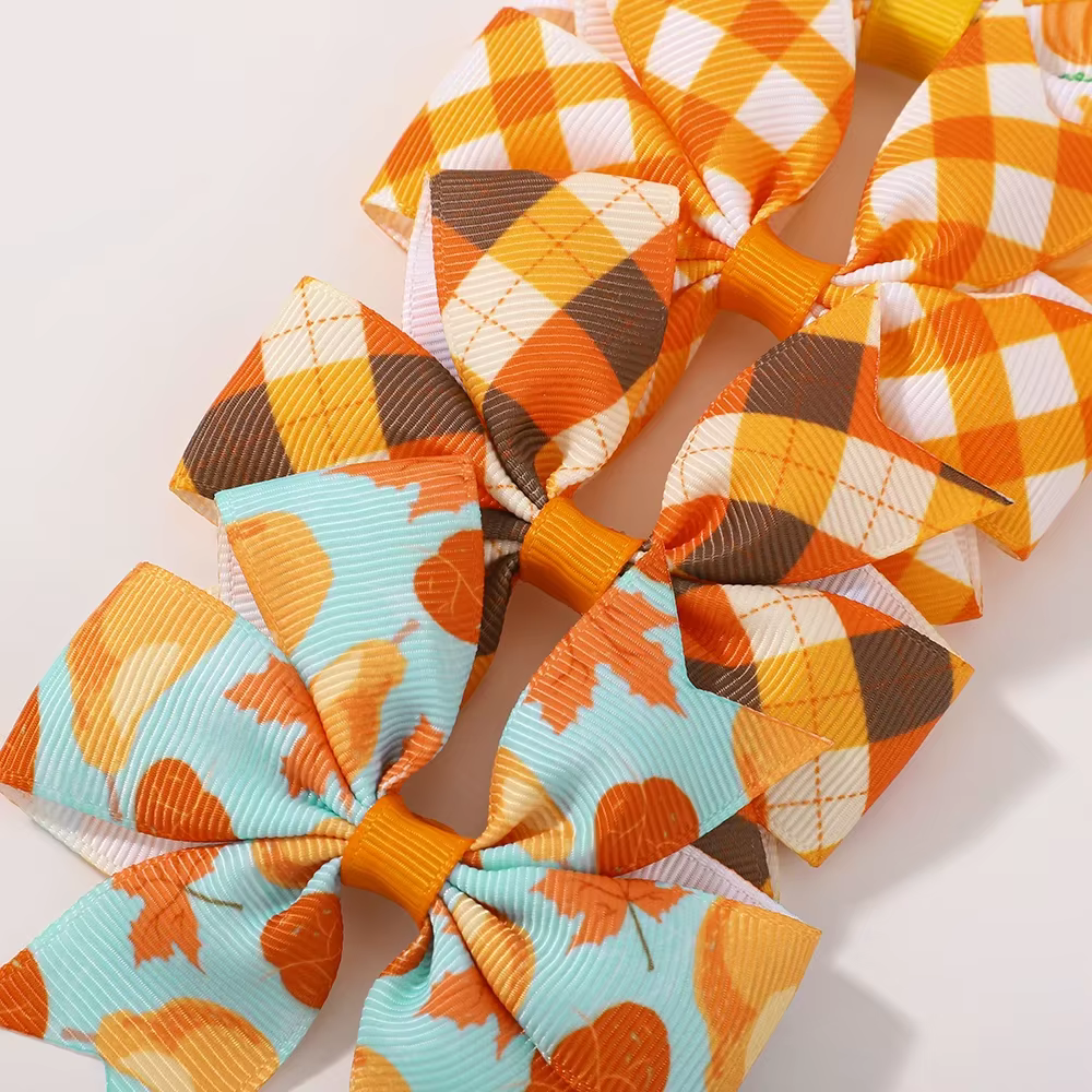 Pinzas con lazo Día de Acción Gracias – Cinta otoño y horquillas hojas - imagen 5