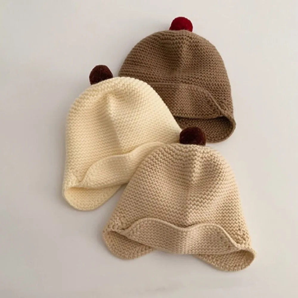 Nuevo Orejeras cálidas de invierno, gorro tejido de Color sólido a prueba de viento, gorro cálido de diseño bonito para niños y niñas - imagen 2