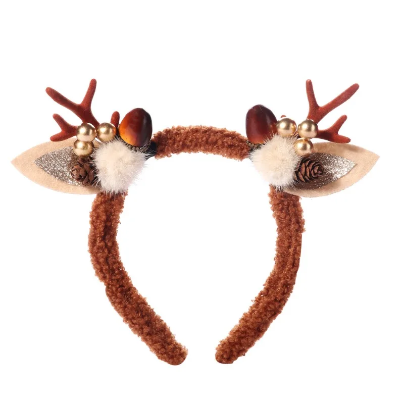 Diadema navideña de reno con astas y campanas para niños - imagen 5