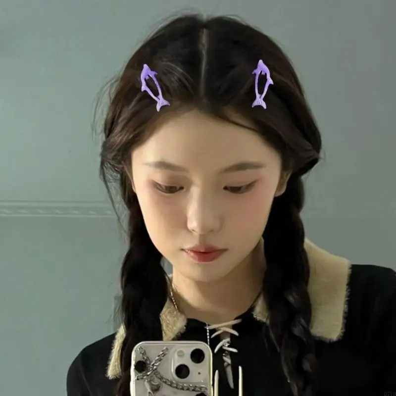 D7YD pinzas laterales para pinzas para accesorios para cabello, horquillas bonitas con forma delfín, - imagen 4