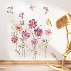 Pegatinas de pared de acuarela con mariposas y flores extraíbles