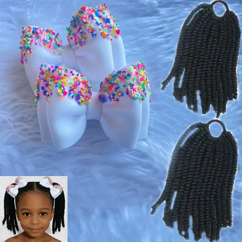 Extensiones de pelo rizado para niñas – Coletas elásticas sintéticas - imagen 4