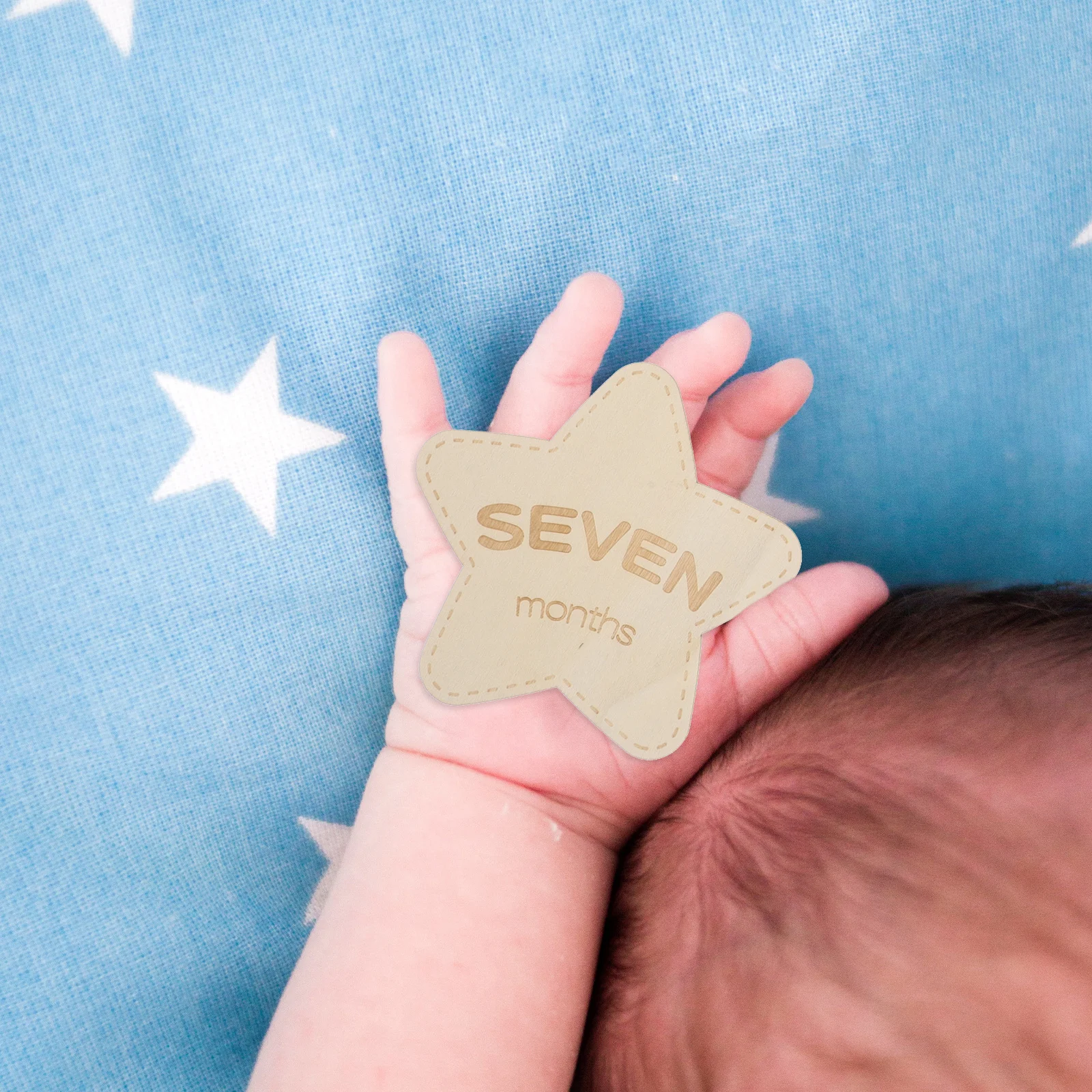 Marcadores de hito de madera para bebé, señal de foto mensual para recién nacido, anuncio de bebé conmemorativo de doble cara, señal de foto para recién nacido, 6 uds. - imagen 5