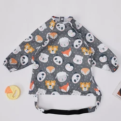 HappyFlute nuevo 1 Uds estampado Animal estilo lindo uso en mesa tela de poliéster impermeable manga larga Baberos de alimentación de bebé a prueba de desorden
