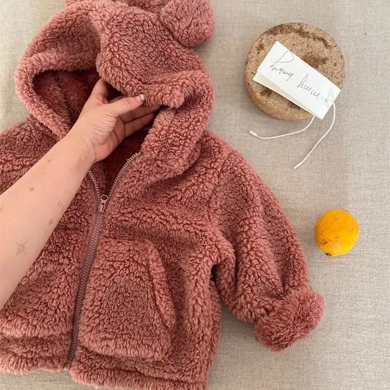 Sudadera de felpa con capucha y orejas de osito para bebé - imagen 4