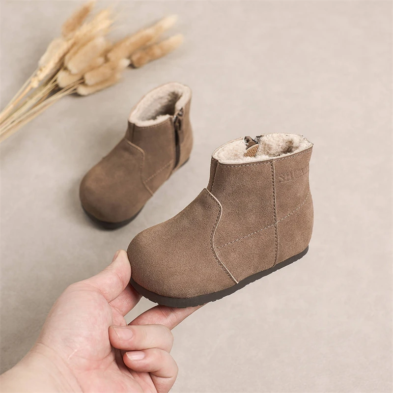 Botas de cuero genuino para bebés y niños, botas para exteriores para niños, suela suave antideslizante, zapatos ligeros para niños pequeños, Otoño Invierno - imagen 2