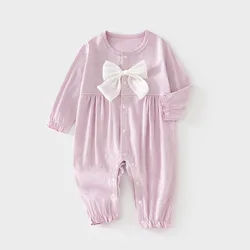 Somenie pelele bebé niña con pajarita manga larga cuello redondo