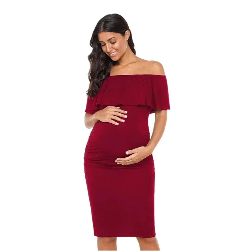 Vestido premamá de algodón con volantes para lactancia - imagen 3