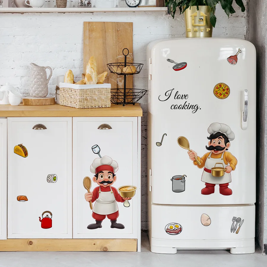 Chef utensilios de cocina pegatinas de pared autoadhesivas gabinetes refrigeradores cocinas comedor embellecimiento decoración pegatina - imagen 2