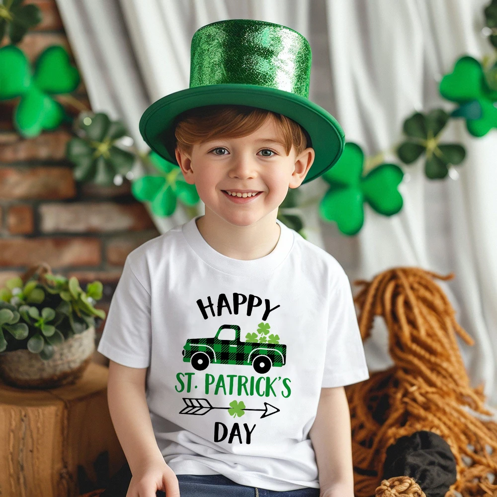 Camisas estampadas para niños del Día de San Patricio feliz, camiseta de fiesta de San Patricio para niños y niñas, camisetas de manga corta para niños