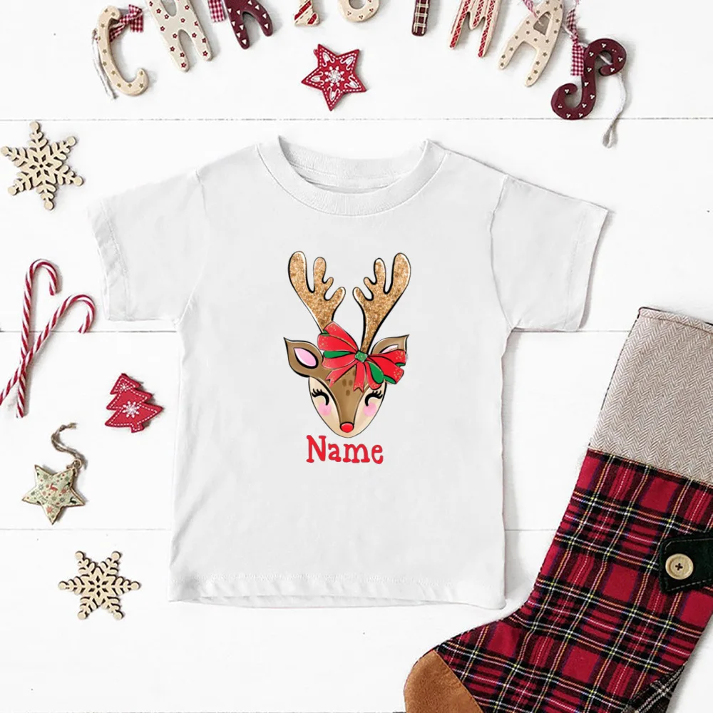 Camiseta de Navidad personalizada para niños, camisa con nombre personalizado, ropa para niños y niñas, camisetas para niños, regalo de fiesta de Navidad para niños - imagen 5