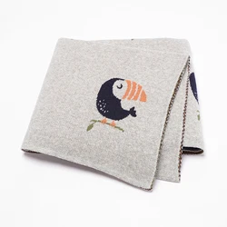 Manta de bebé suave de algodón con estampado de pájaros