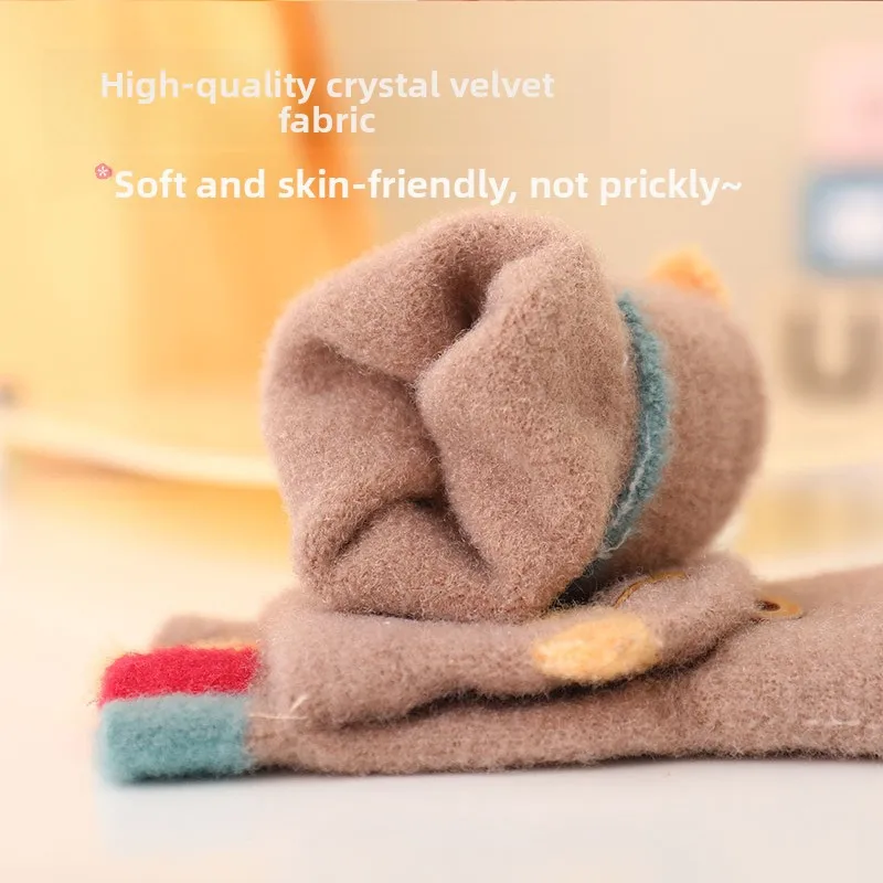 2025 Nuevos guantes para niños de excavadora: estilo de dibujos animados, tejido de medio dedo, a prueba de frío y cálido para niños pequeños en otoño e invierno. - imagen 3