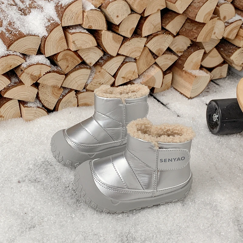 Otoño Invierno niños zapatos bebés niños niñas botas de nieve al aire libre a prueba de viento impermeable antideslizante suela suave niños pequeños botas de felpa - imagen 3