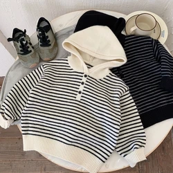 Jersey de rayas con capucha para niños – Tejido cálido de manga larga
