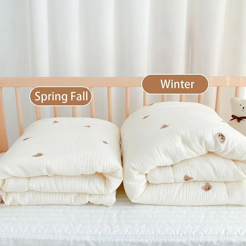 Edredón para bebé, edredones para siesta para recién nacido, oso de dibujos animados, conejito, manta infantil de algodón suave, ropa de cama envuelta para primavera, Otoño e Invierno, 100x120CM - imagen 4