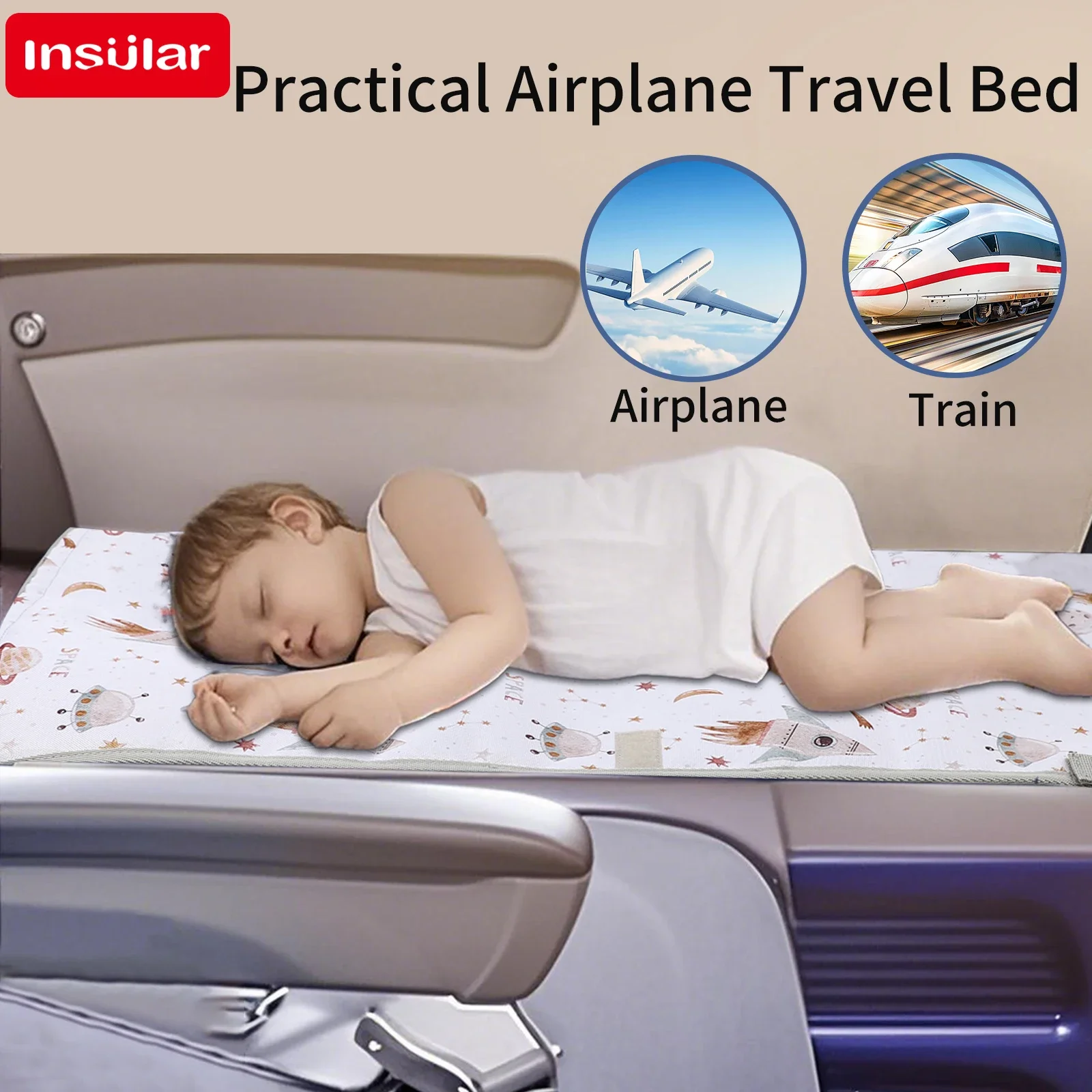 Extensión de asiento de avión para niños, almohadilla ajustable, fácil de limpiar, hamaca de viaje para niños, cama, extensor de asiento de avión impermeable, dibujos animados - imagen 5