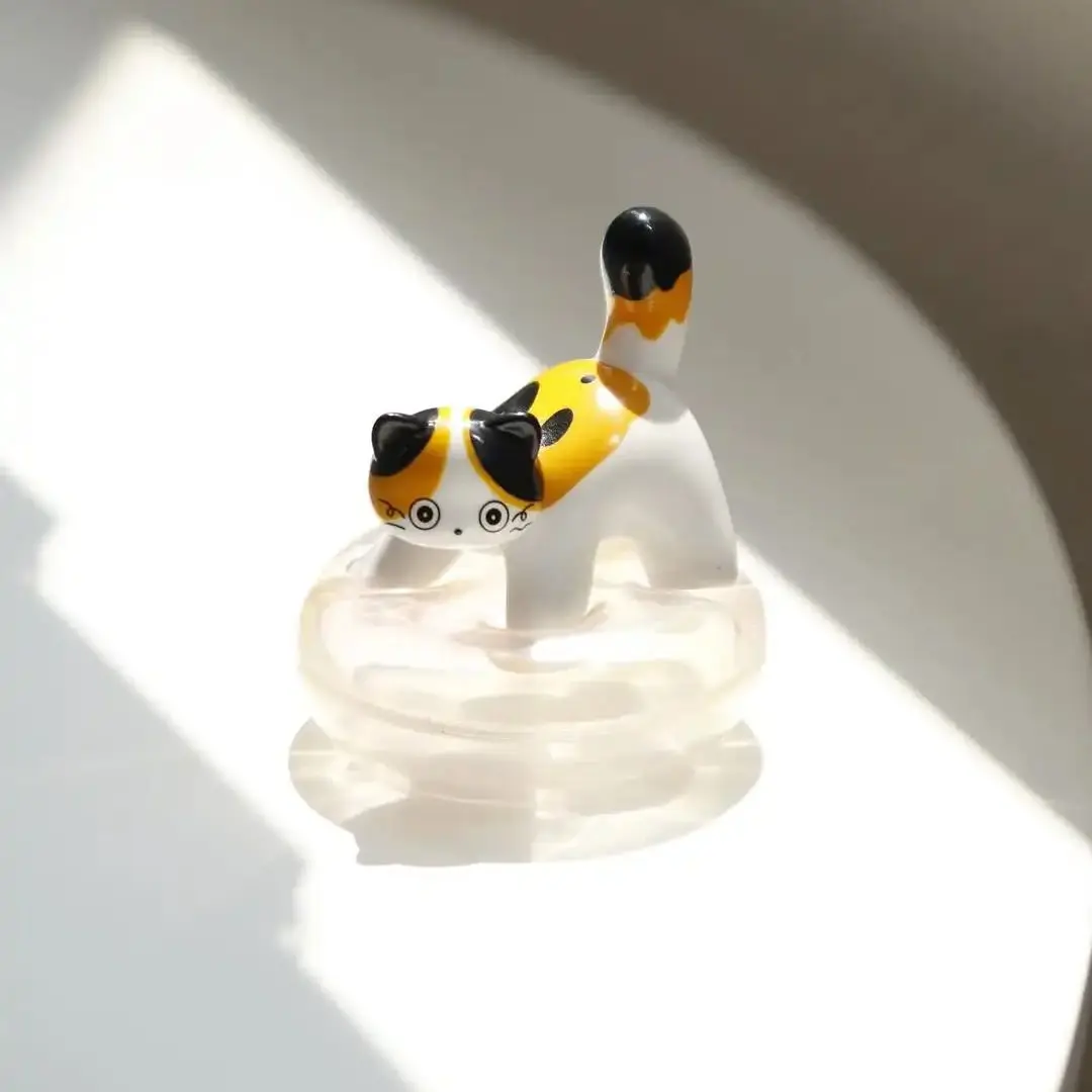 En Stock Qualia cápsula de juguete Neko hachi calico gato y burbuja de jabón figura de mascota gatito travieso baño corazón ornamento gasha - imagen 4