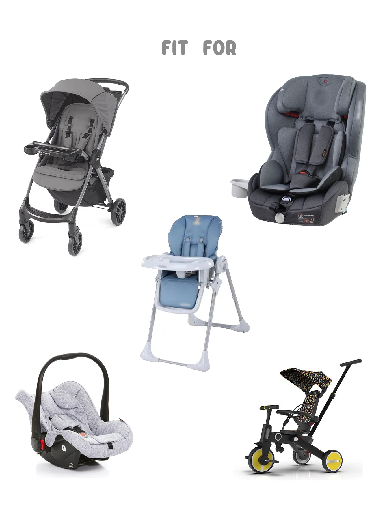 Cojín asiento para cochecito bebé - acolchado algodón transpirable