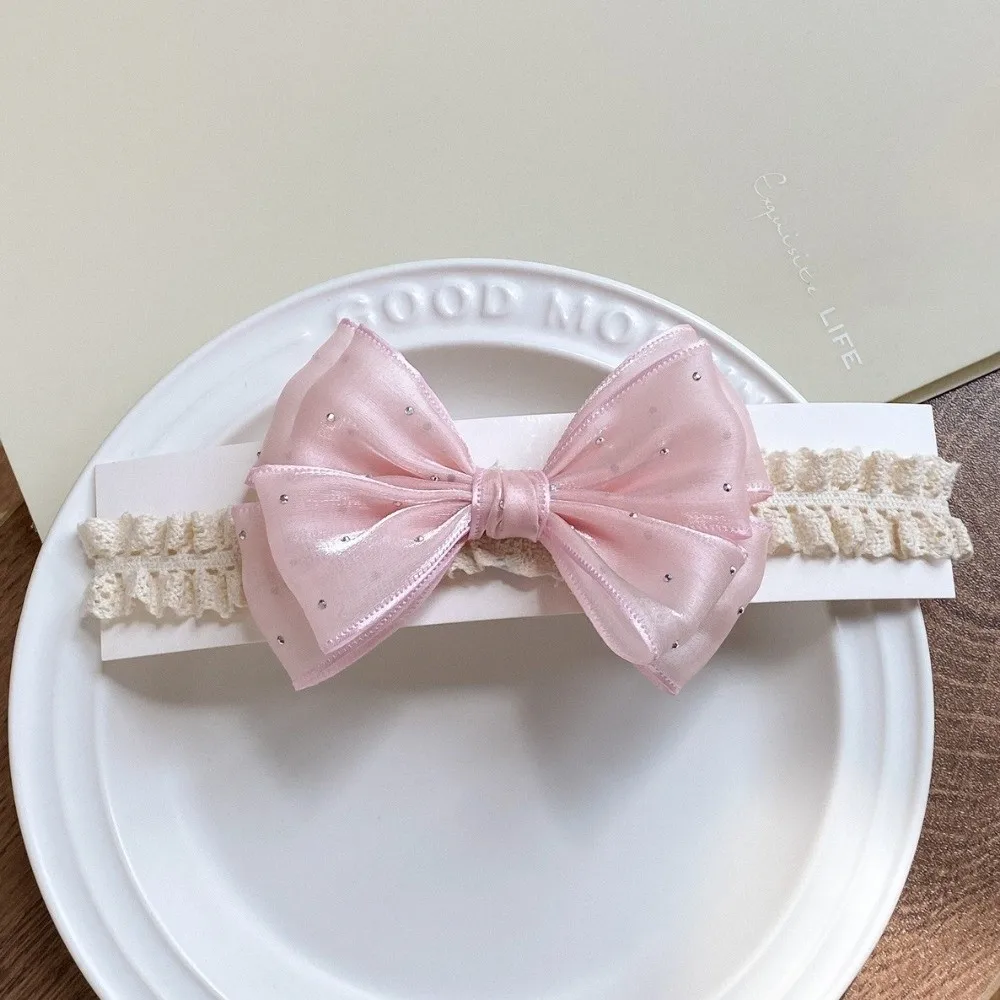 Diadema lazo para recién nacida – Encaje suave elástico - imagen 5