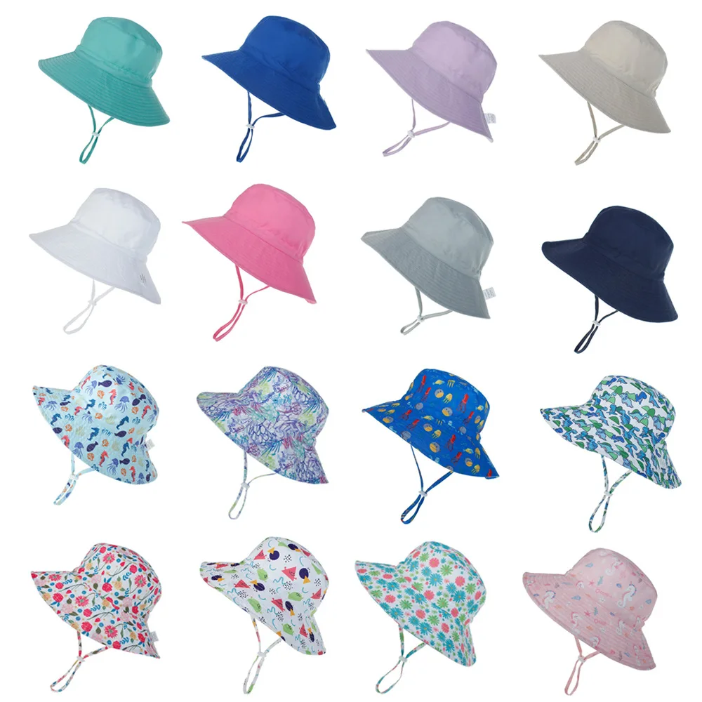 Bonitos sombreros de cubo para bebé, nueva gorra de playa con sombrilla sólida para niños de primavera, gorra de dibujos animados para niños y niñas de verano al aire libre, gorras de pesca para 0-8 años - imagen 2