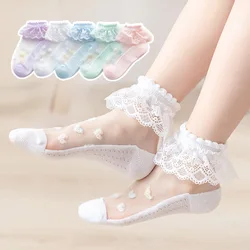 Calcetines tobilleros de algodón con encaje princesa para bebé