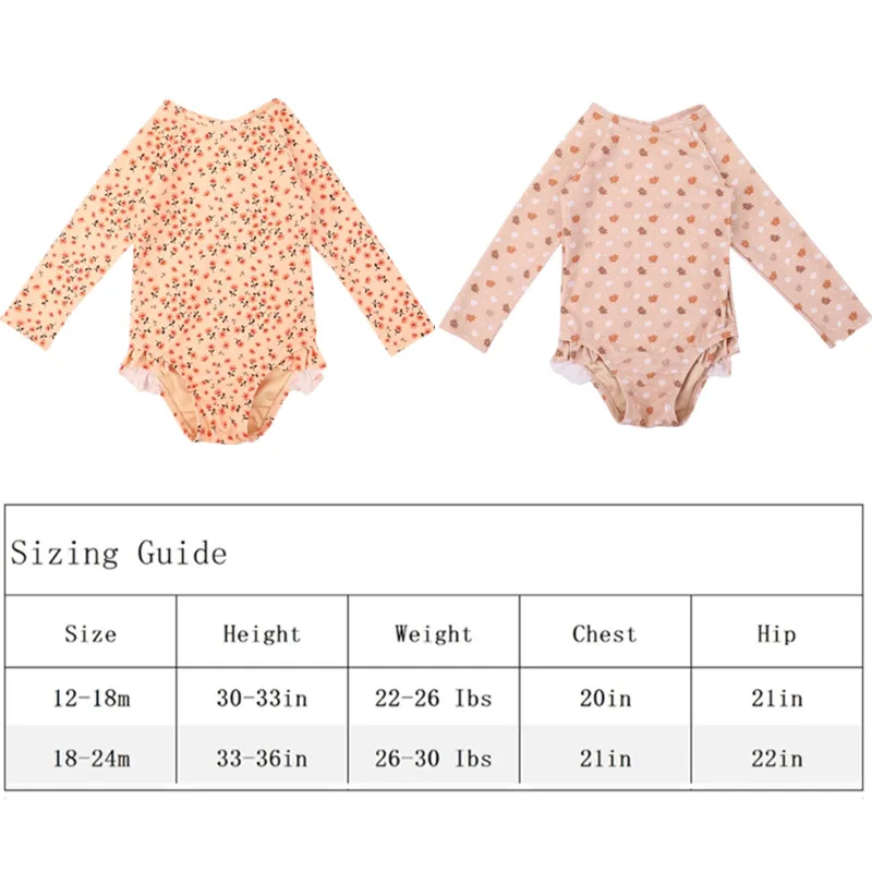 Bañador Floral de manga larga para bebé, traje de baño con protección UV, secado rápido, piscina, ropa de playa - imagen 2