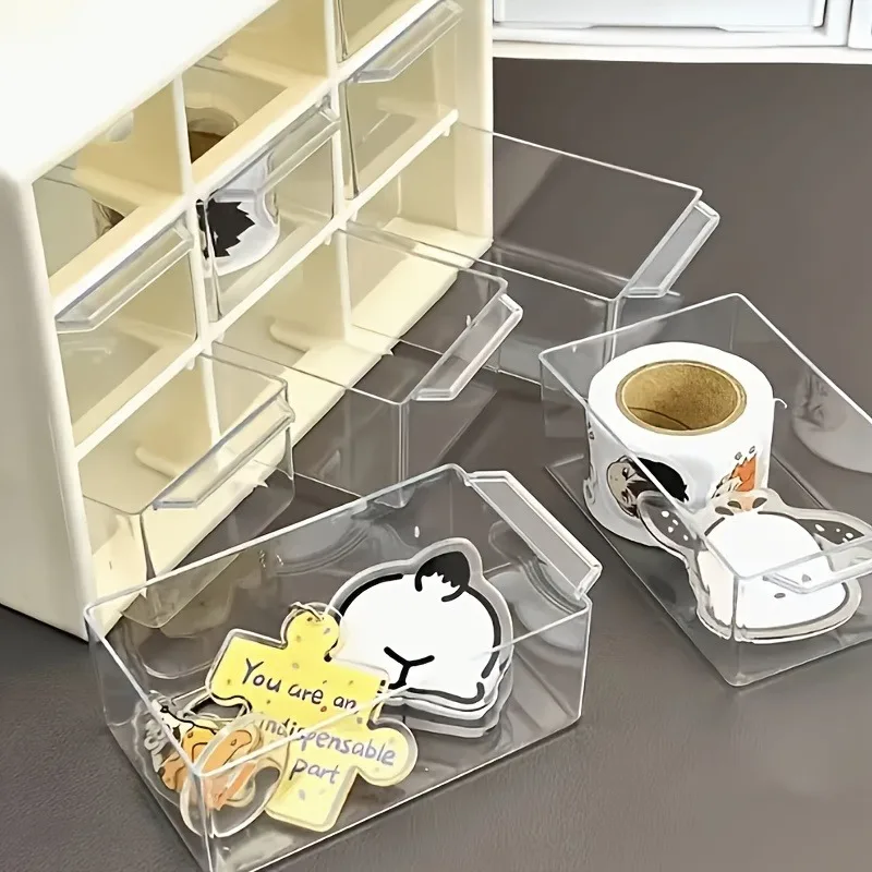 Mini caja de almacenamiento con cajón transparente, adecuada para cuentas, cosméticos y más – Organizador de escritorio con múltiples compartimentos - imagen 3