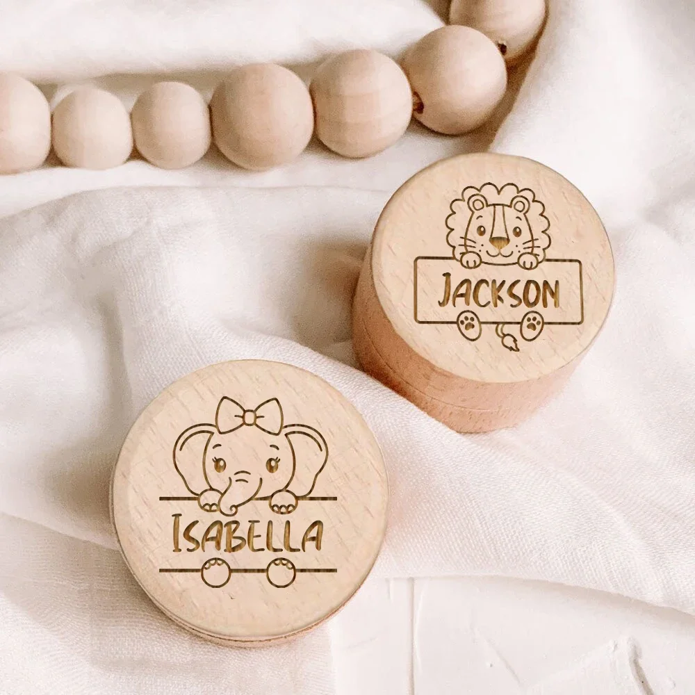 Cajas de madera personalizadas para primeros dientes de bebé, almacenamiento de dientes de leche, recoger dientes, Umbilical, guardar animales con nombre, caja de recuerdos, regalos