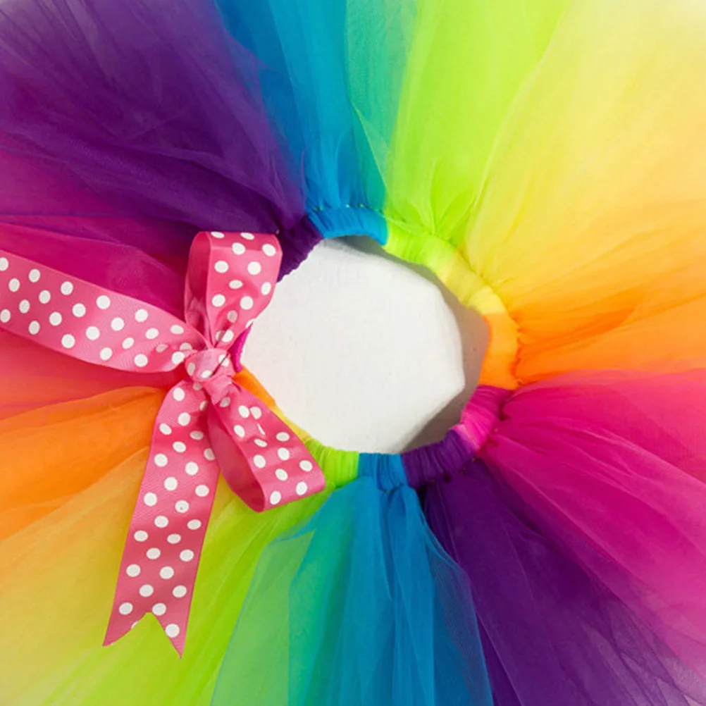 Falda tutú de arcoíris para niñas, vestido de fiesta en capas de malla Multicolor, cintura elástica, volantes escalonados, disfraz de Halloween y cumpleaños