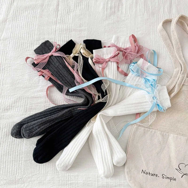 Calcetines altos de algodón con lazo para niños – Escolares primavera-verano - imagen 4
