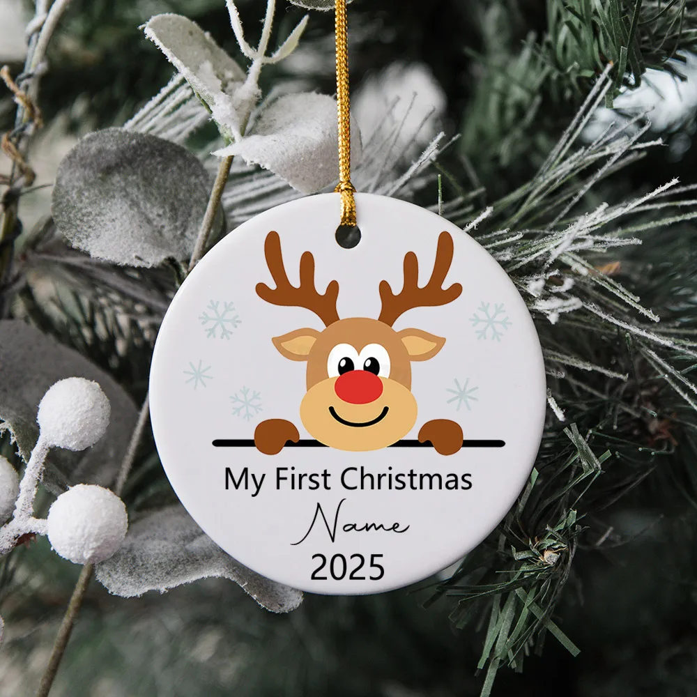 1 unidad de primer adorno navideño personalizado de 2025, decoración del primer árbol de Navidad, decoración navideña con nombre personalizado para regalo de Navidad para Baby Shower - imagen 4