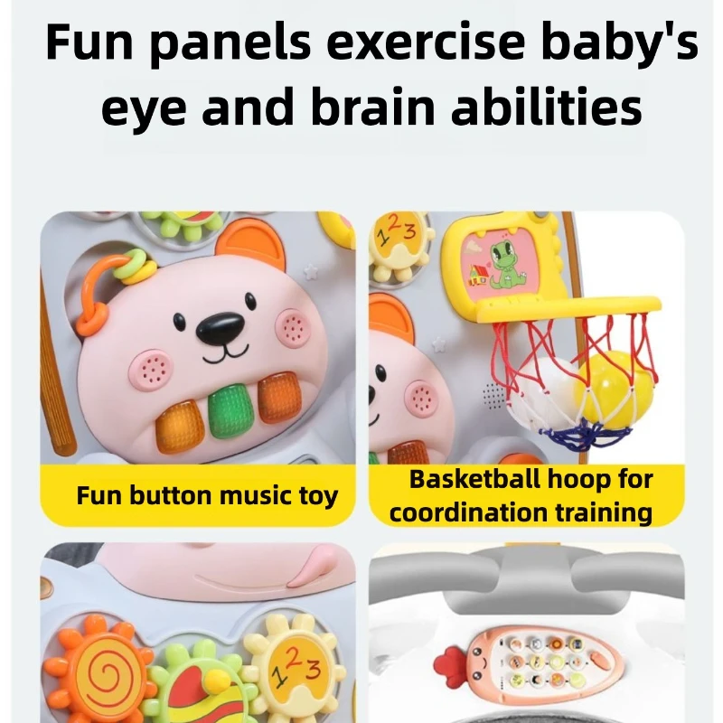 O자형 다리 방지 아기 보행기 - 6-18개월 접이식 푸시카트, 다기능 미끄럼 방지 디자인, 보행 보조 장난감 및 접이식 - imagen 5