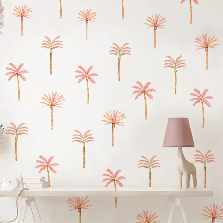 Pegatinas de pared infantiles palmera coco boho Rosa extraíbles - imagen 4