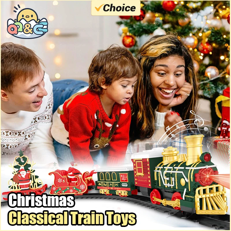 Tren de vapor eléctrico infantil con luces navideñas