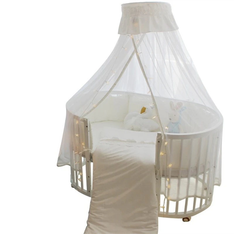 5 unids/set de cama para niños, Sábana de parachoques circundante para cama ovalada de encaje, cama de algodón para bebé, Kit de cama Simple para recién nacidos de moda circundante - imagen 3